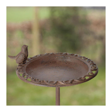 Esschert Design-Vogeltränke auf hohem Gusseisensockel 22,5 x 22,5 x 38,5 cm