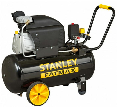 Stanley Fatmax Kompressor, 50 Liter, 10 bar, ölgeschmiert, horizontales Modell, 2,5 PS, 240 l min Luftdurchsatz, tragbar, schwarz gelb, geeignet für Aufblas- und Druckluftwerkzeuge
