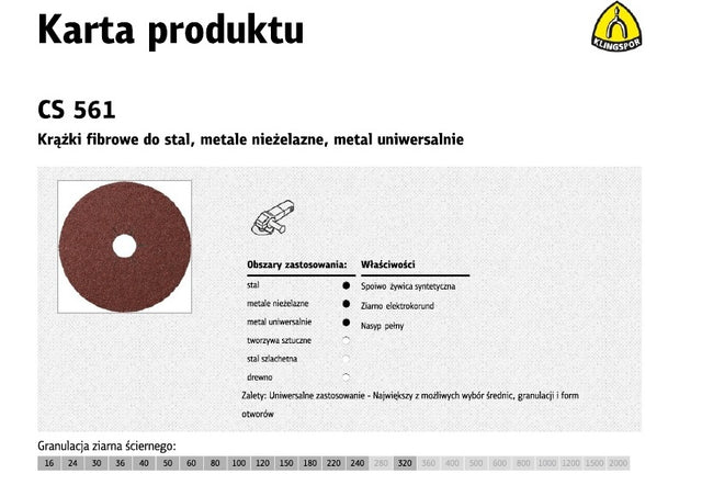 Klingspor fibra puck 125 gr. 60 cs561 25szt