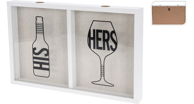 Kurk en bierdop houder 40x4,5x25,5cm wit
