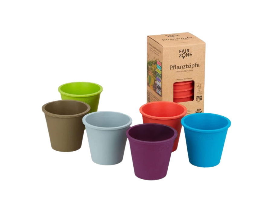 Fairzone Blumentöpfe – farbiger Gummi – 6 Stück