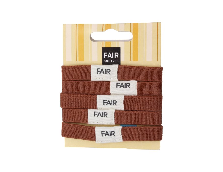 Faire quadratische Haargummis - plastikfrei - braun - 5 Stk