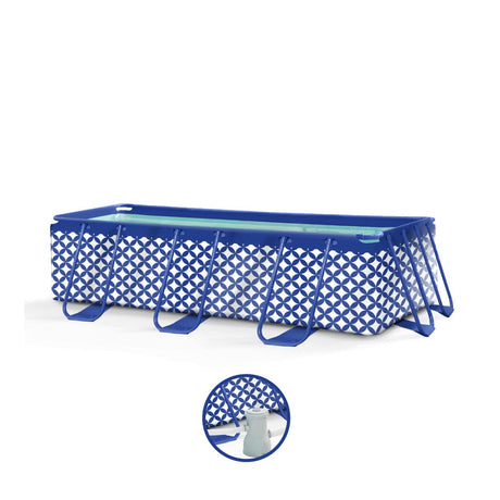 Eleganz | dunkelblau-weißes oberirdisches Schwimmbecken 400x200x100 cm inkl. Zubehör