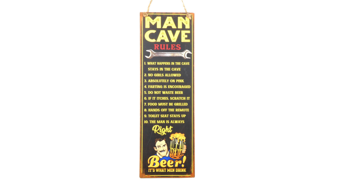 Wall hanger metal mancave rules 20x60cm