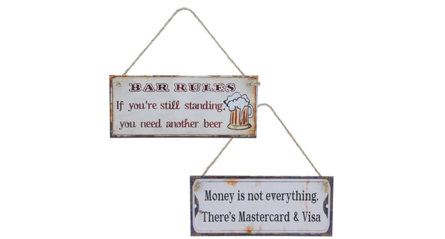 Wall hanger metal bar money 30x13cm 2 assortie