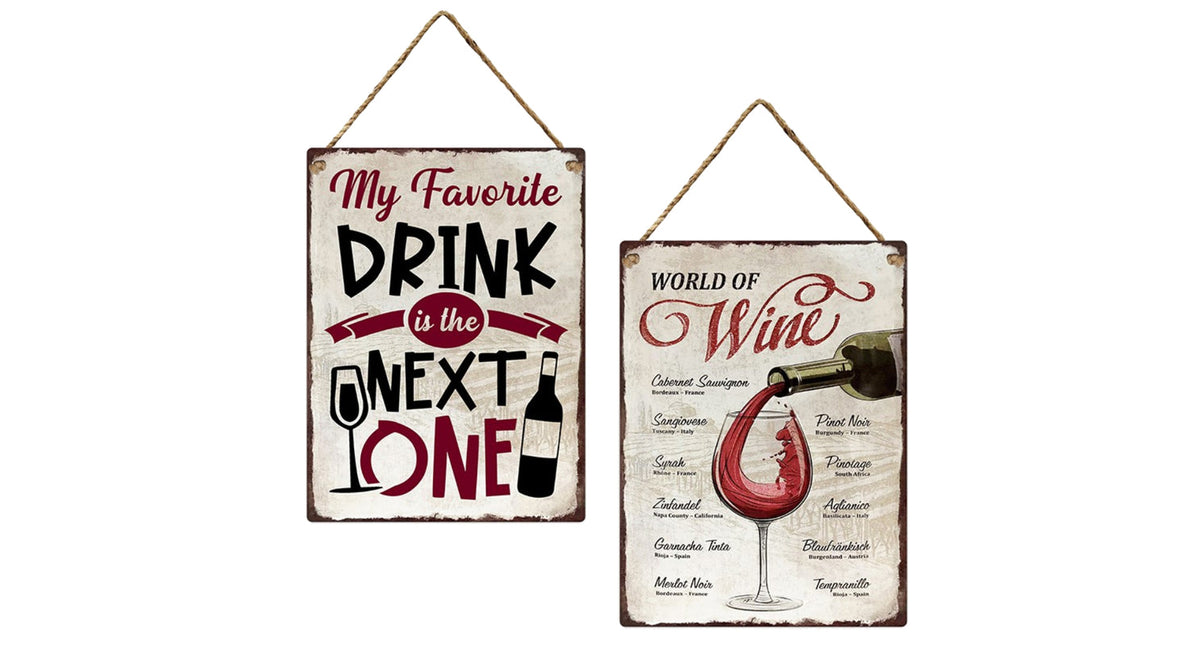 Wall hanger 30x40cm metal wine 2 assortie