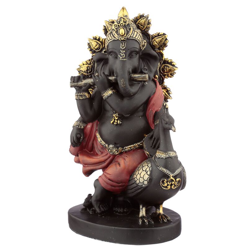 Ganesh-Statue mit Pfeife und Pfauenhahn