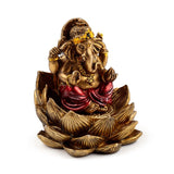 Goldfarbenes Ganesh Lakshmi Lotus-Set mit 2 Stück