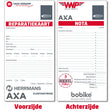 Reparatiekaarten per 250 genummerd (werkplaatskaart)