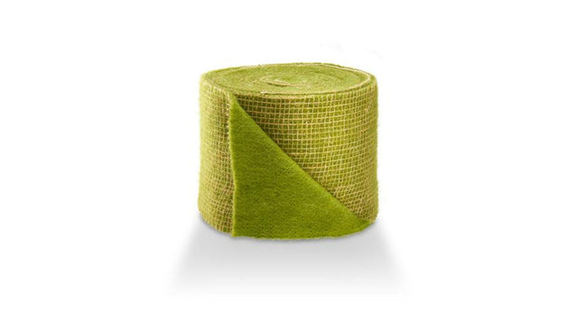 Wool felt vilt met jute 15 cm mosgroen 5mtr