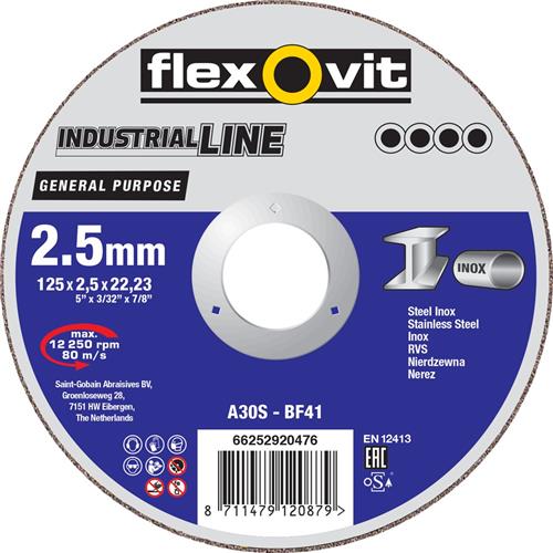 Flexovit dss industrial 180x2,5x22,23 a30s t41 pc edelstahl | 25 Stück