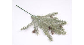 Pine spray green iced with cones 42cm