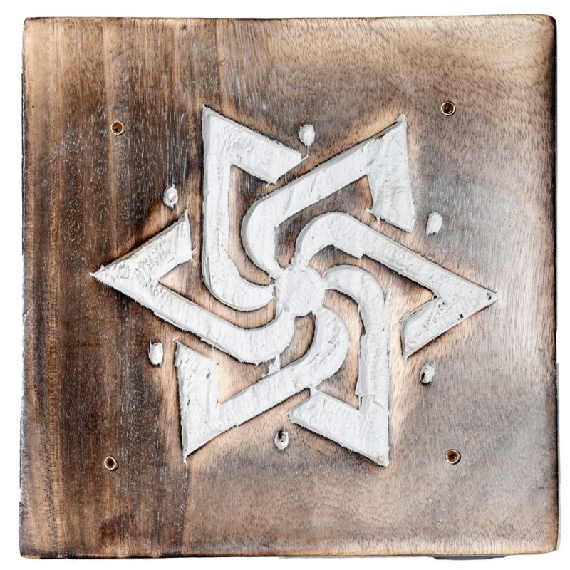 Quadratischer geometrischer Räucherstäbchenhalter aus Mangoholz