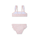 Sonnenuntergangsgitter | Orange-weißer UV-Bikini für Mädchen