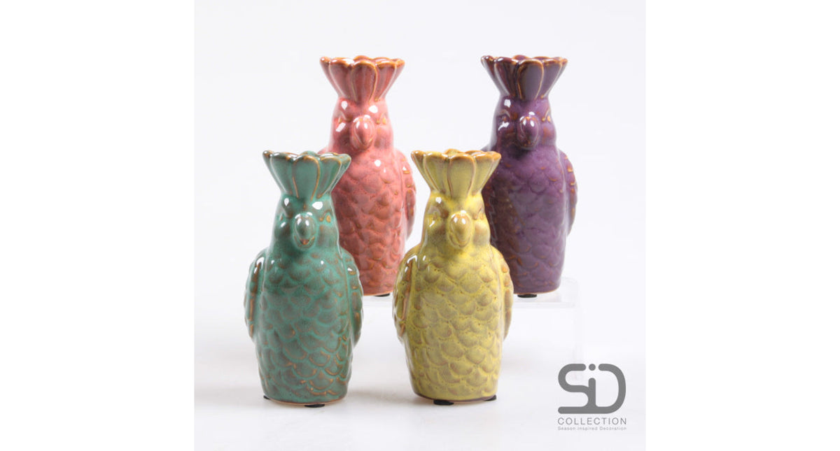Papegaai vaas s sammie 4 assortie 7x7x15 cm keramiek