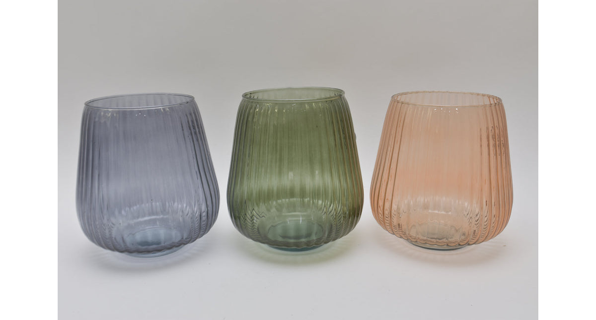 Reina glassvase 3 assorted colours d17 h18cm