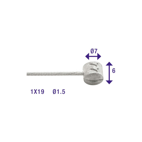 Elvedes Bremsinnenzug 2250 mm verzinkt ø1,5 mm T-Nippel (auf Karte)