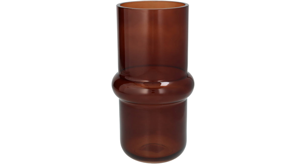 Vase glass brown 13x13x25cm