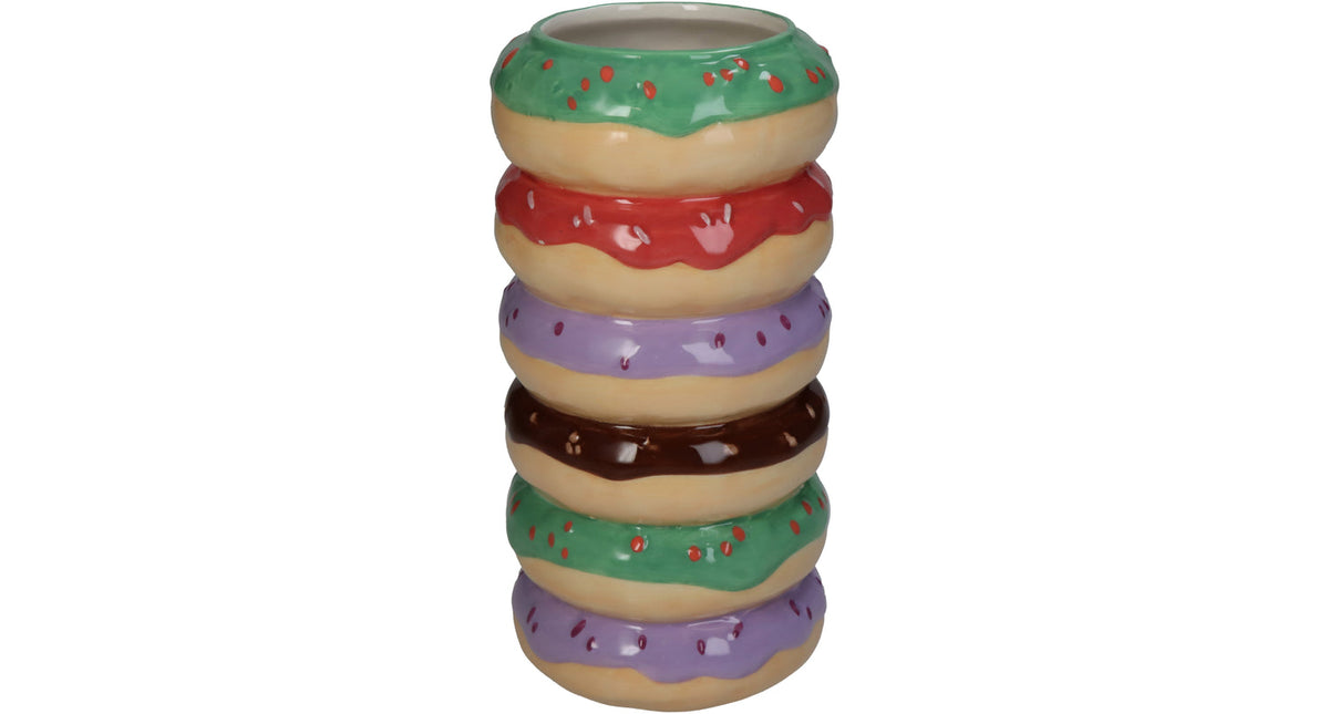 Vase donut fine earthenware multi 9x9x18cm
