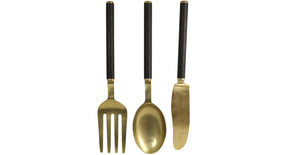 Set 3 wall decoration cutlery aluminium gold 20x8x90cm