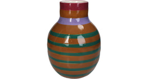 Vase stripe dolomite multi 17.5x17.5x24.5cm