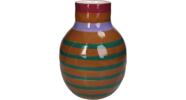 Vase stripe dolomite multi 17.5x17.5x24.5cm