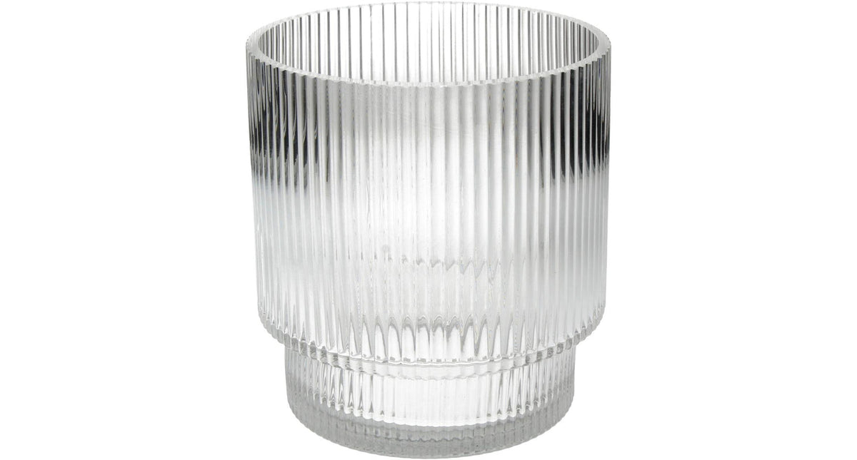 Vase stripe glass clear 16x16x17cm
