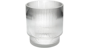 Vase stripe glass clear 16x16x17cm