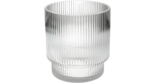 Vase stripe glass clear 16x16x17cm