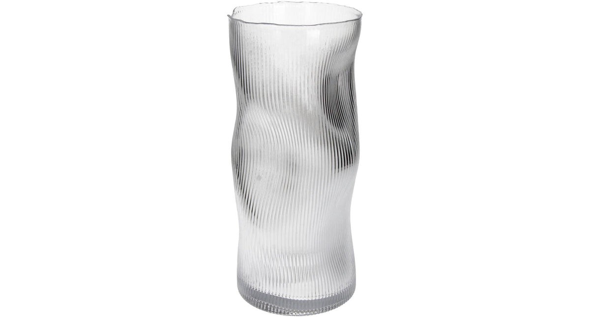 Vase stripe glass clear 14x14x30cm