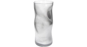 Vase stripe glass clear 14x14x30cm