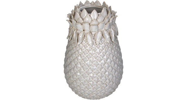 Vase stoneware white 19x19x29.5cm