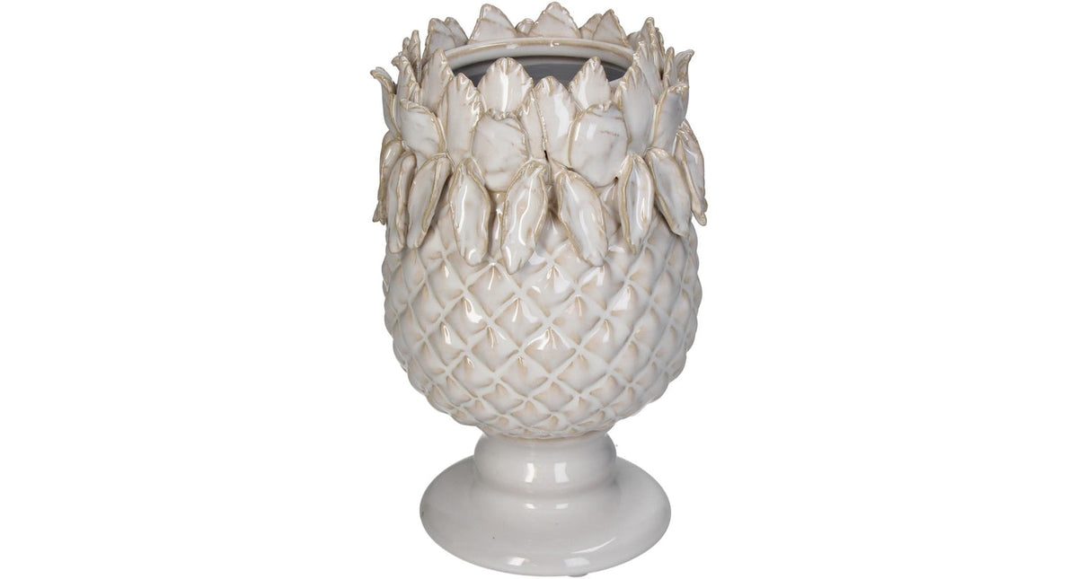 Vase stoneware white 14x14x22cm