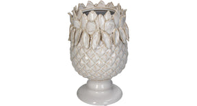 Vase stoneware white 14x14x22cm