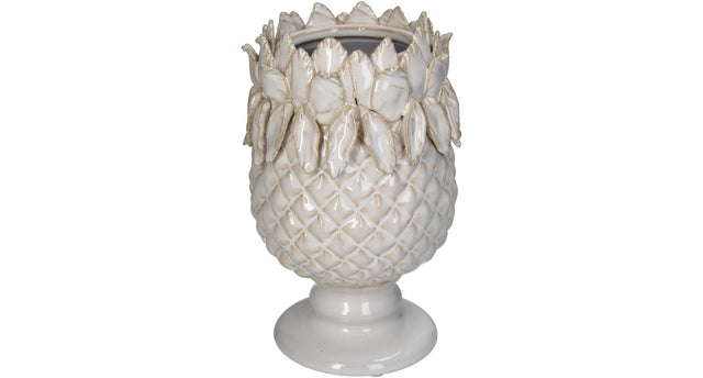 Vase stoneware white 14x14x22cm