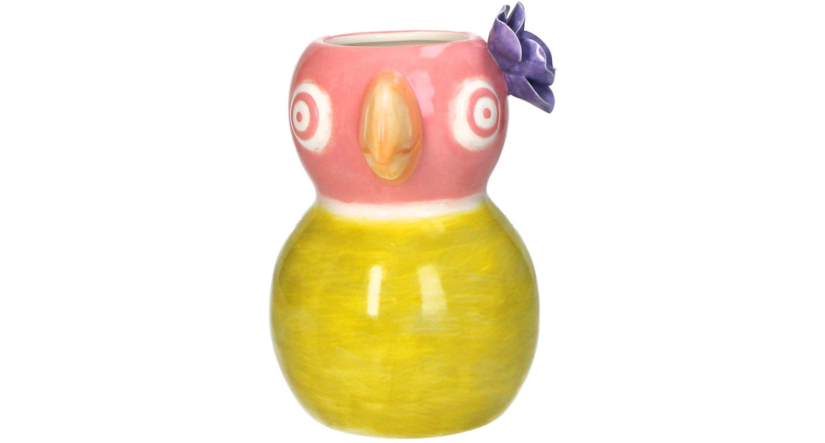 Vase bird stoneware multi 15x13.5x19.5cm