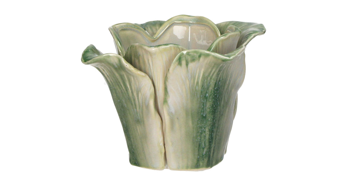 Planter cabbage stoneware green 10.8x10.8x8.2cm
