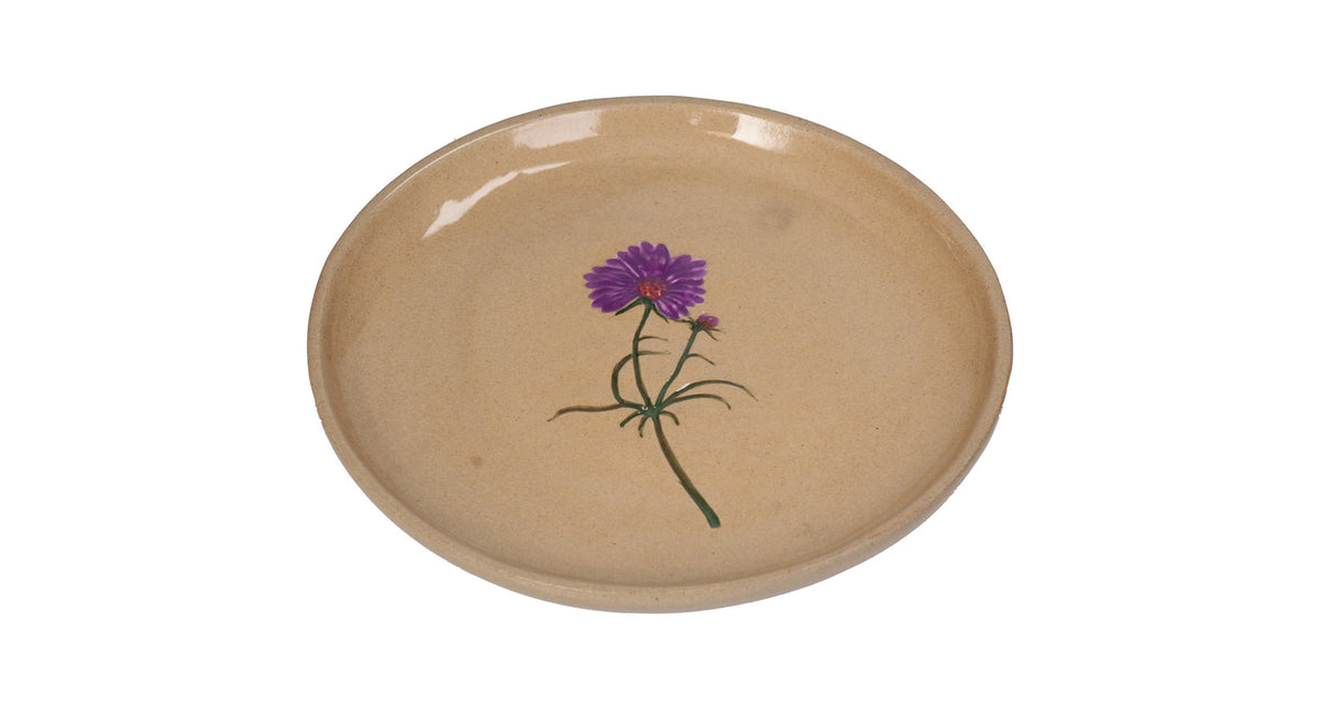 Plate flower stoneware beige 20.2x20.2x2.3cm