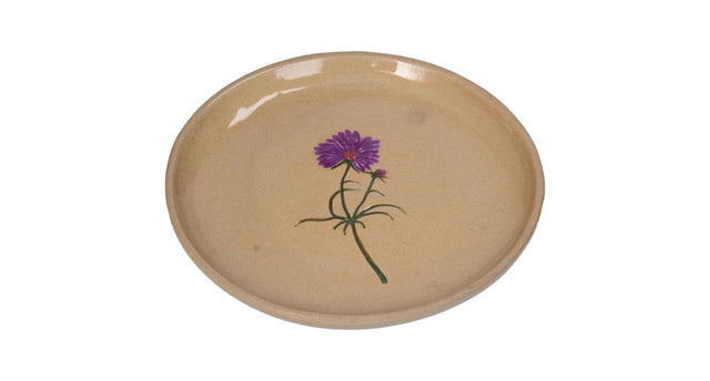 Plate flower stoneware beige 20.2x20.2x2.3cm