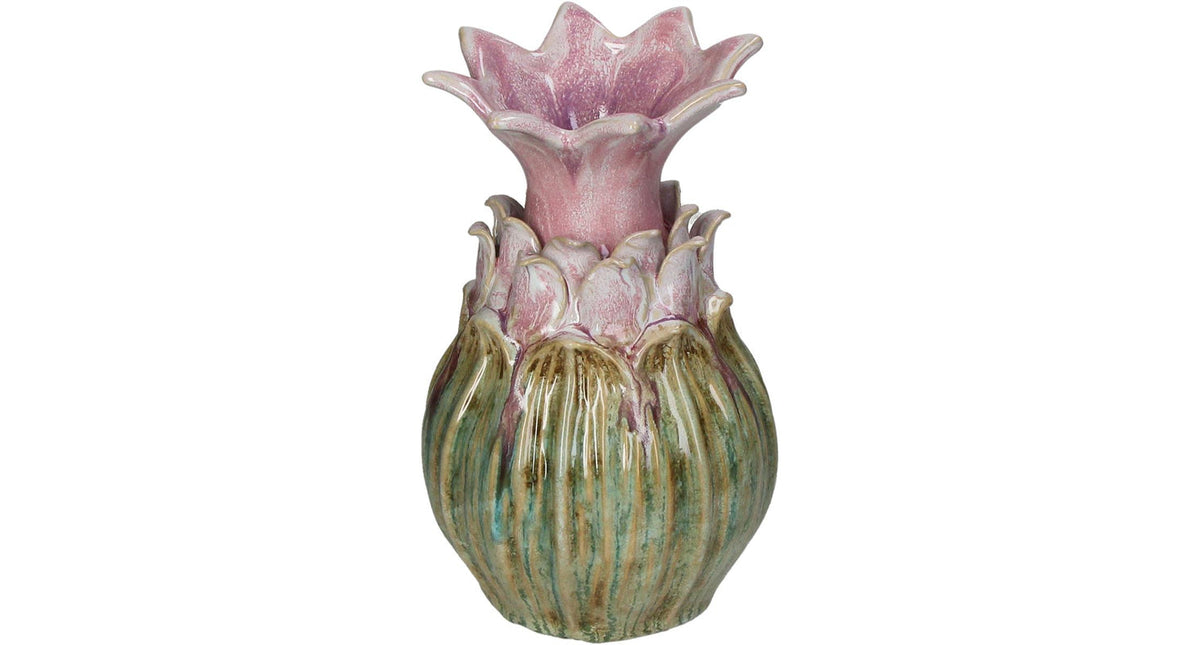 Vase stoneware pink 13x13x21.5cm