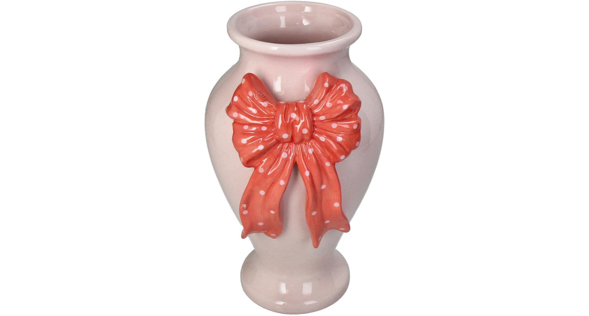 Vase bow dolomite pink 16.3x15x25.3cm