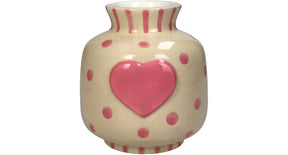 Vase heart dolomite pink 12.6x12.6x13.8cm