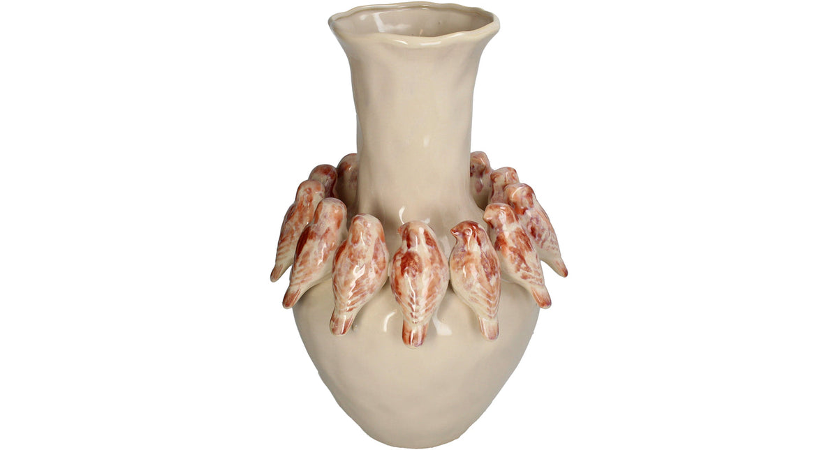 Vase bird stoneware terra 27.7x27.7x41cm