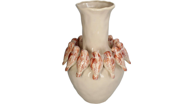 Vase bird stoneware terra 27.7x27.7x41cm