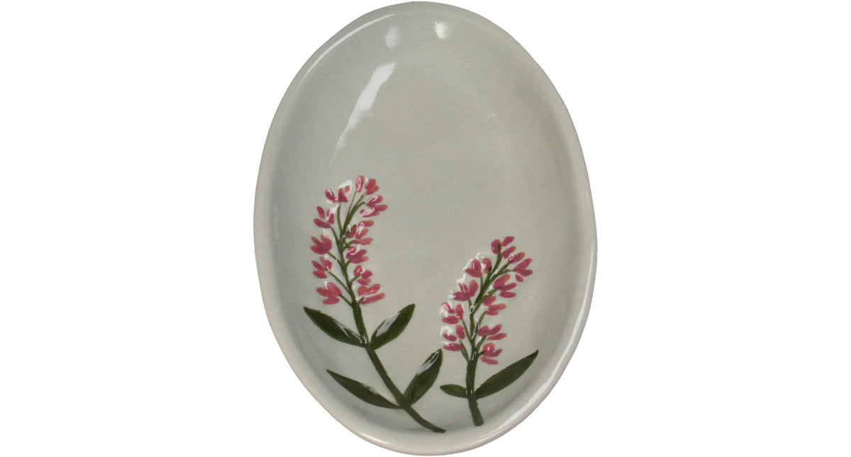 Plate flower porcelain grey 14.5x8.9x1.5cm