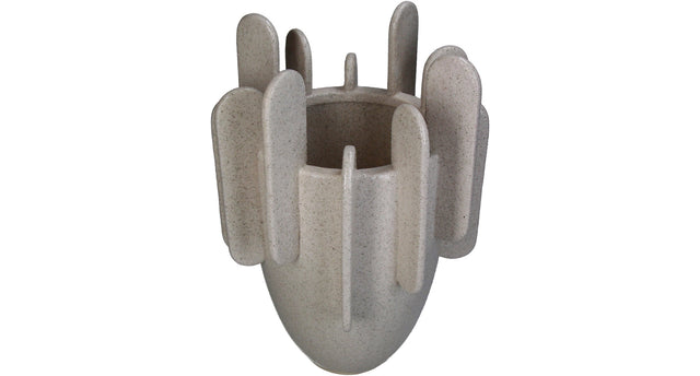 Vase discs stoneware ivory 22x22x33cm