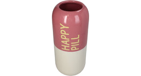 Vase happy pill fine earthenware pink 13.5x13.5x30cm