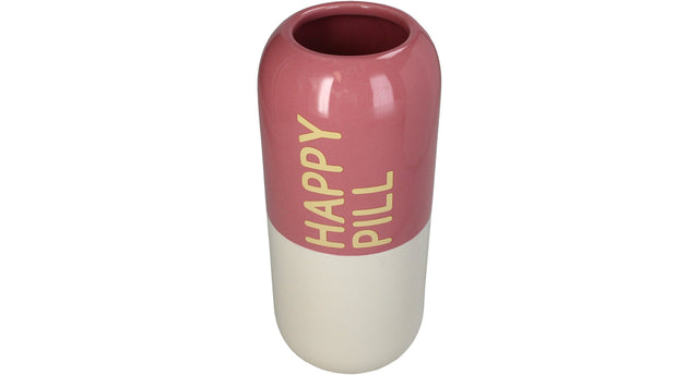 Vase happy pill fine earthenware pink 13.5x13.5x30cm