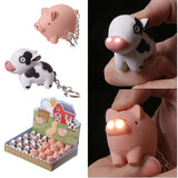 Bauernhof-Kuh-Schwein-LED-Schlüsselanhänger