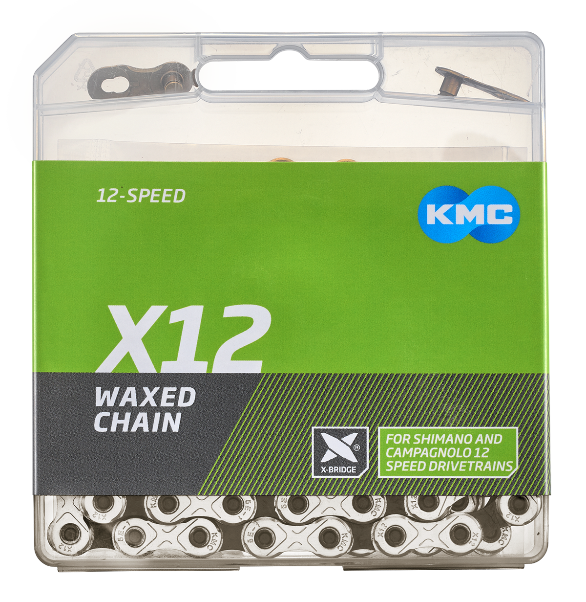 Kmc ketting x12 12v 126l waxed zilver zwart
